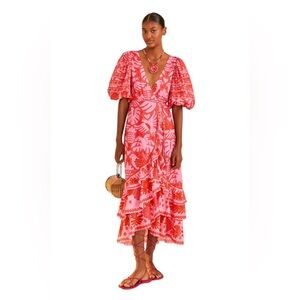 Farm Rio Jungle Scarf Red Wren Dress size XS
